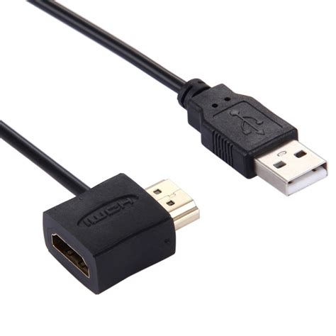 HDMI Female + HDMI Male to USB 2.0 Male Connector Adapter Cable, Length ...