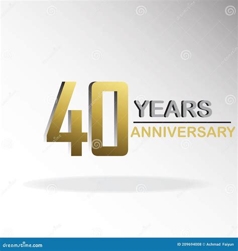 40 Year Anniversary Logo Vector Template Design Illustration Gold And White Stock Vector