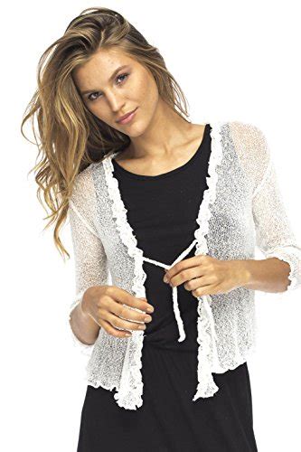 Back From Bali Womens Sheer Shrug Cardigan Sweater Ruffle Lightweight