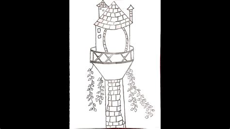 Draw Easy And Simple Sketch Of Rapunzel Tower Youtube