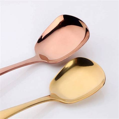 Luxury 8 Piece Spoons Stainless Steel 304 Flat Scoop Iridescent Rainbow