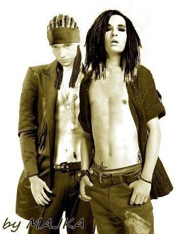 Tom Kaulitz Bill Kaulitz Joan Jett 70s Poses Black And White