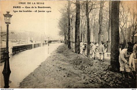 Paris Gare De La Bourdonnais Ligne Des Invalides Inondations 1910