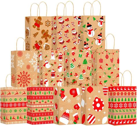 Amazon CCINEE Christmas Kraft Gift Bags Xmas Assorted Paper Bags