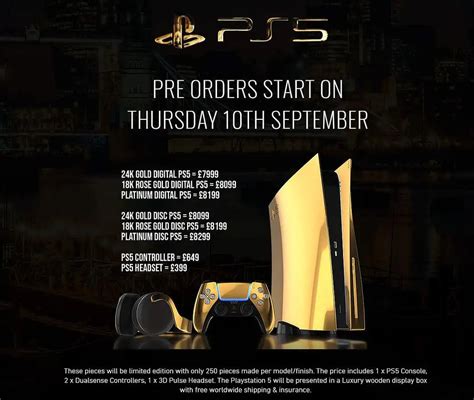 24K gold PS5 preorder starts Thursday at £8099, £7999 for discless ...