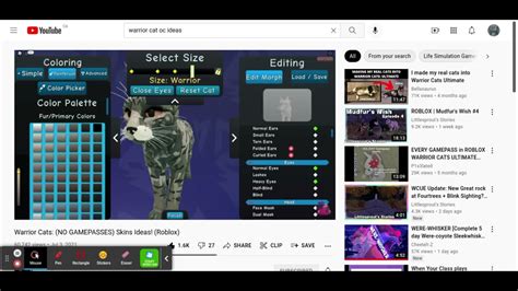 Warrior Cats No Gamepasses Skins Ideas Roblox Youtube