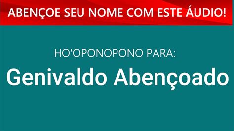 Ho oponopono Abençoado para GENIVALDO ABENÇOADO Áudio 108