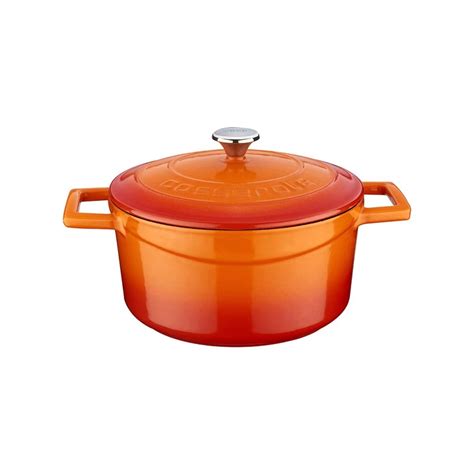 Saucepan Cast Iron 22 Cm Folk Range Orange Color LAVA Brand