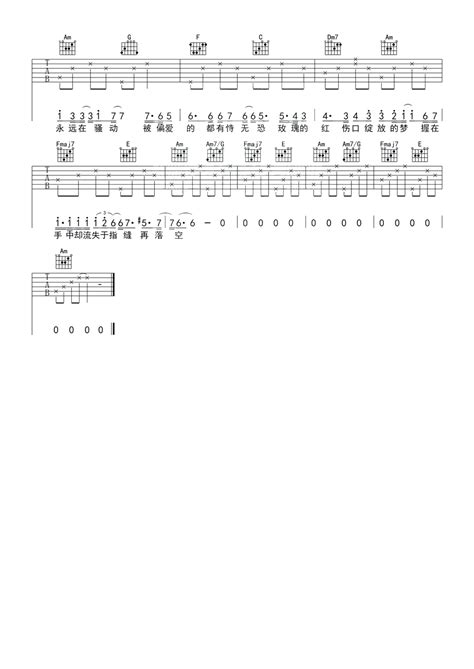 红玫瑰吉他谱 陈奕迅 C调吉他弹唱谱 琴谱网