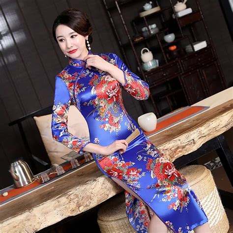 Mandarin Collar Chinese Women Vintage Wedding Dress Sexy Split Satin