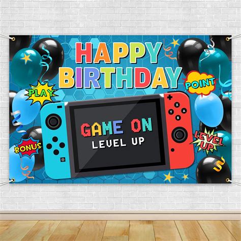 Video Game Party Supplies Happy Birthday Gaming Banner Game On Birthday