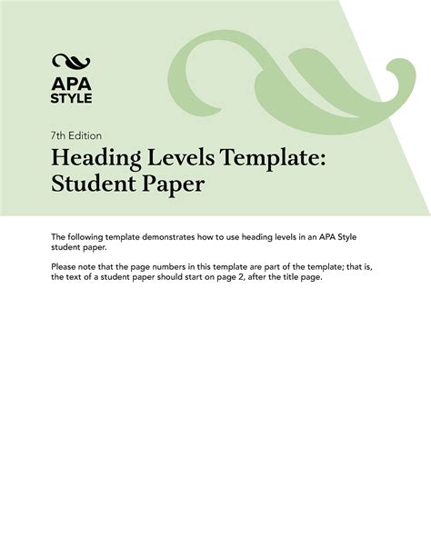 Heading template student paper - 7th Edition Heading Levels Template ...