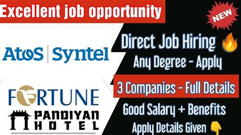 Hiring Atos Syntel Net Access Fortune Hotel Any Degree