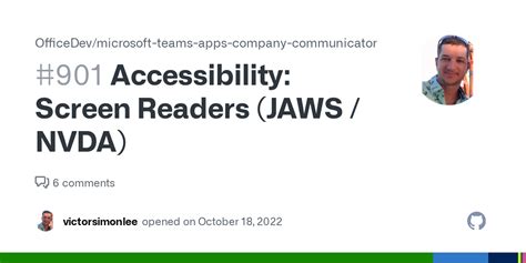 Accessibility Screen Readers Jaws Nvda · Issue 901 · Officedev Microsoft Teams Apps