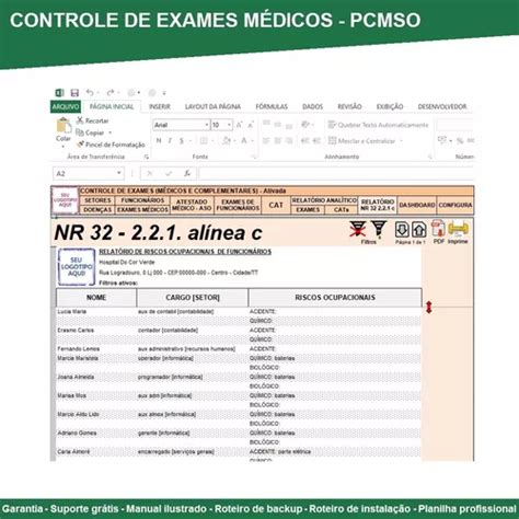 Planilha De Controle De Exames M Dicos Ocupacionais Mebuscar Brasil