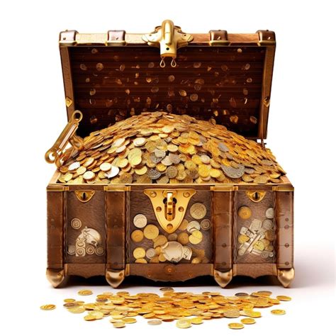 Premium Photo Open Treasure Chest Filled With Gold Coins Isolated On