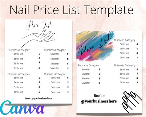 Price List Template For Nail Salon Ready To Use