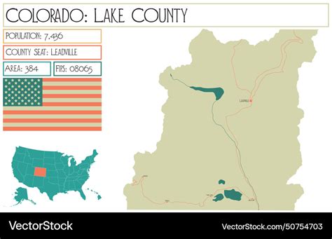 Map of lake county in colorado usa Royalty Free Vector Image