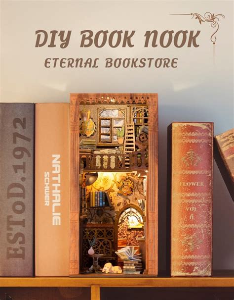 Fsolis Diy Book Nook Kit D Wooden Puzzle Bookends Dollhouse Kit