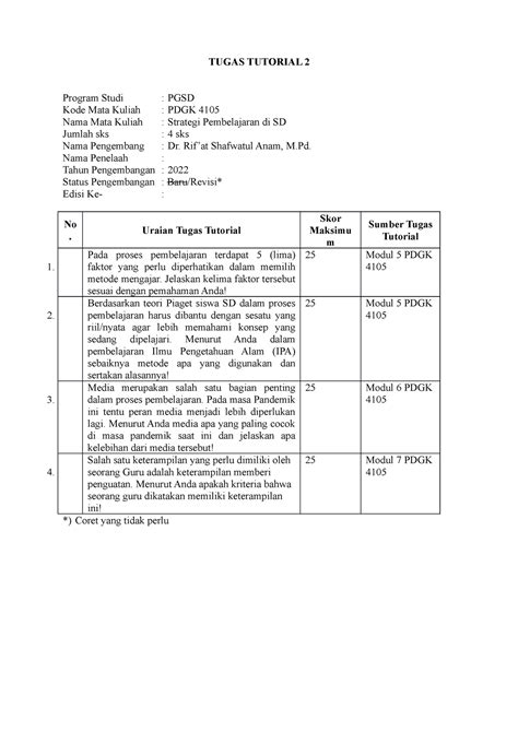 643919565 Sesi 5 Tugas Tutorial 2 Docx TUGAS TUTORIAL 2 Program Studi