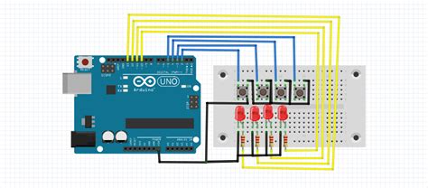 Menyalakan 4 Led Dengan 4 Push Button Menggunakan Arduino Uno