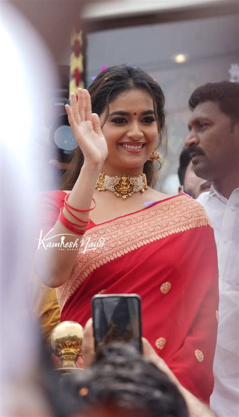 Keerthy Suresh In Traditional Red Saree South Indian Actress