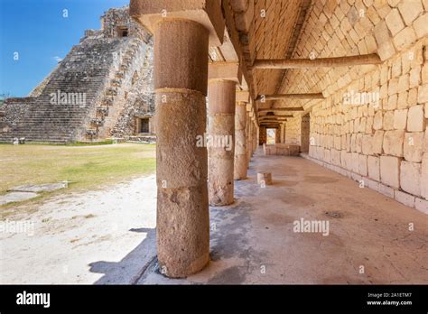 Uxmal Mexico Pyramid Of The Magician In The Ancient Mayan City Stock