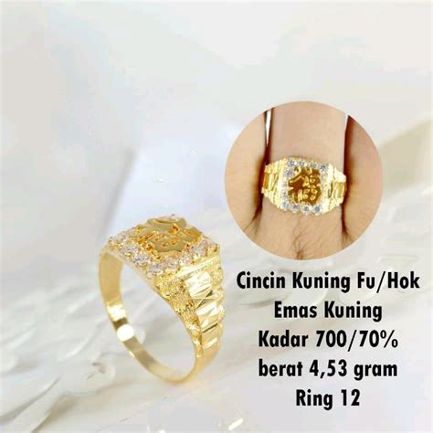 Jual Cincin Kuning Huruf Fu Hok Emas Kuning Kadar 700 Di Lapak Toko