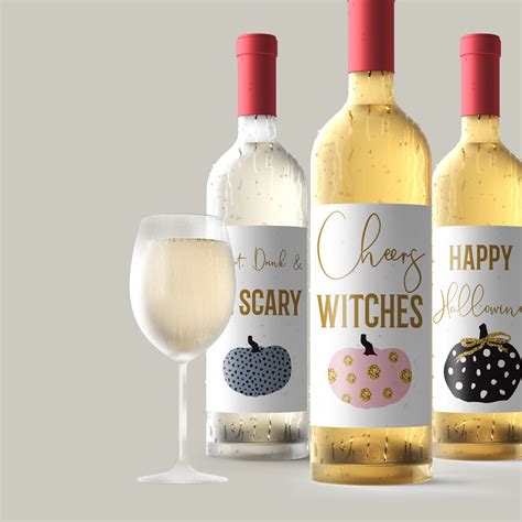 Halloween Wine Labels Happy Hallowine 4 Funny Halloween Party Decor