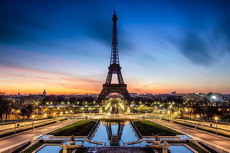 Hd Wallpaper Monuments Eiffel Tower Paris Yellow Wallpaper Flare