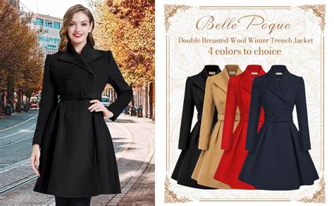 Amazon Belle Poque Women S Double Breasted Dress Coats Winter