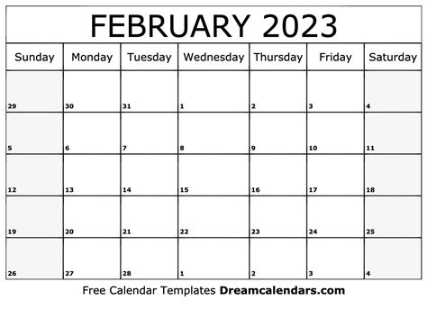 February 2023 Calendar - Free Printable with Holidays and Observances