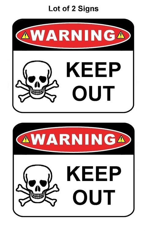 Pcscp 2 Count Warning Keep Out 11 Inch By 95 Inch Laminated Funny