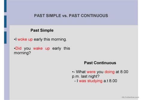 58 Past Simple Vs Continuous Tense English Esl Powerpoints