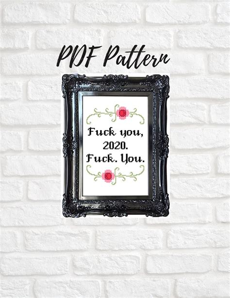 Fuck You Cross Stitch Pattern Modern Cross Stitch Funny Cross Stitch Naughty Cross
