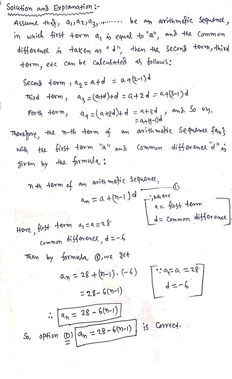 [solved] What Is The Equation For The N Th Term Of The Arithmetic