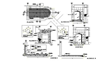 Elevation And Sectional Detail Of Fireplace Drawing In Autocad Format