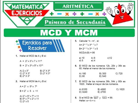 Ejercicios De Mcd Y Mcm Para Primero De Secundaria