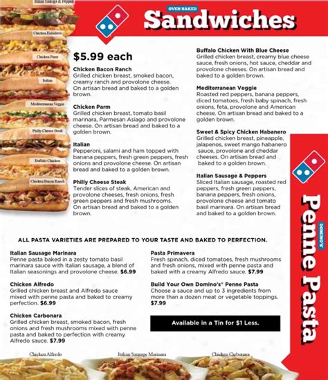 Domino S Pizza Menu With Prices Updated April 2024