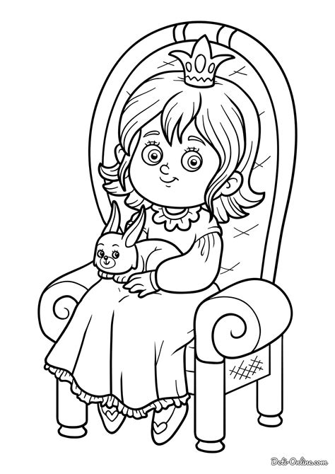 Раскраска Принцесса с кроликом распечатать или скачать
