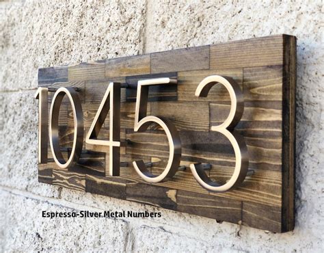 Horizontal Address Plaque Modern Floating Number Wood Address Etsy