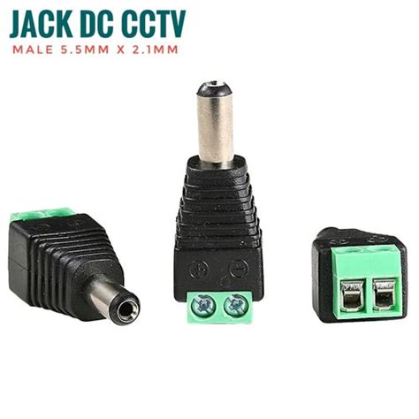 Jual Jack Dc Plug Male Power Adapter Cctv 55mm X 21mm Ke Kabel 12 V