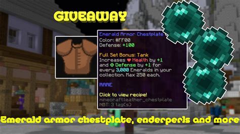 Huge Hypixel Skyblock Giveaway Emerald Armor Enderpearls And More