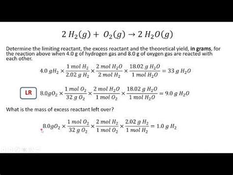 V Limiting Reactants And Percent Yield Youtube