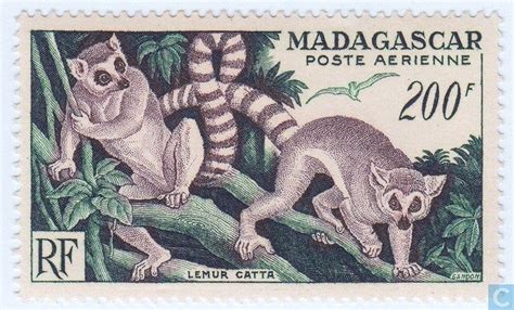 Ring-tailed lemur 200 (1954) - Madagascar - LastDodo | Lemur, Postage ...