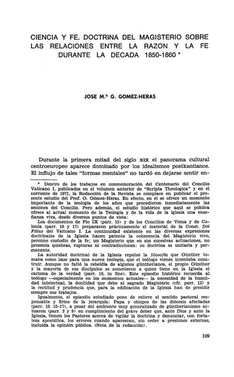 PDF Ciencia Y Fe Doctrina Del Magisterio Sobre Las Relaciones Entre