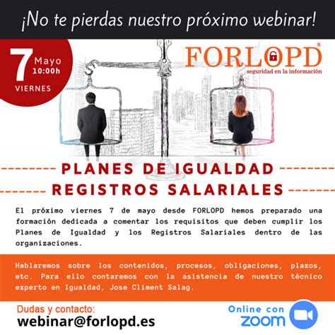 Webinar Sobre Registro Salarial Y Planes De Igualdad Forlopd