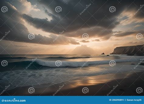 Beautiful Seascape With Stormy Sky Long Exposure Shot Stock Image