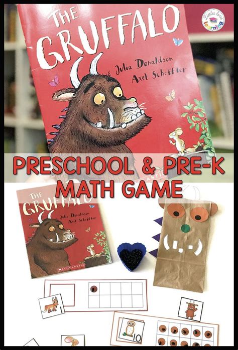 the grufflo preschool and prek math game is shown in front of a book