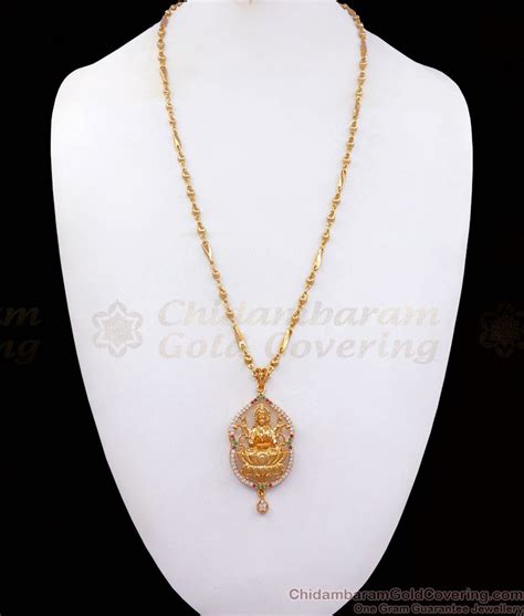 Traditional Gold Plated Lakshmi Dollar Chain Multi Stone BGDR934